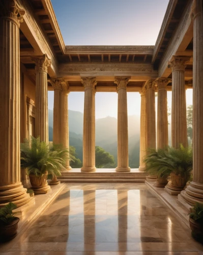 peristyle,doric columns,greek temple,zappeion,pillars,columns,marble palace,three pillars,neoclassical,colonnades,palladian,neoclassicism,neoclassicist,colonnaded,panathenaic,cochere,colonnade,house with caryatids,egyptian temple,classicism,Illustration,Retro,Retro 14