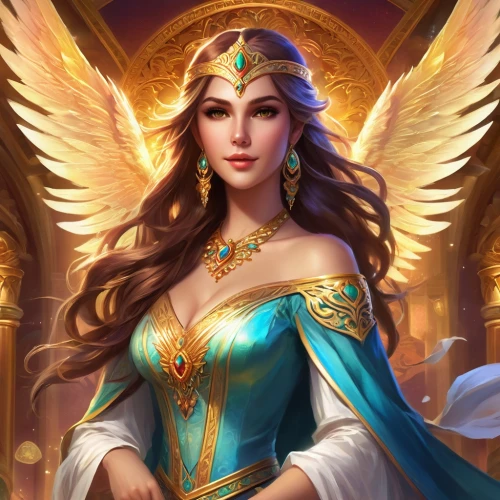 archangel,goddess of justice,jaina,athena,dawnstar,liliana,seraphim,the archangel,mervat,zauriel,wadjet,etheria,archangels,prophetess,sigyn,frigga,emperatriz,baroque angel,asherah,inara,Illustration,Realistic Fantasy,Realistic Fantasy 01