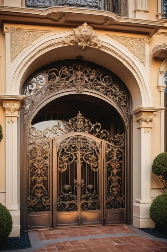 front gate,entranceway,casa fuster hotel,entryway,beverly hills hotel,ornamental dividers,entranceways,entryways,wrought iron,scrollwork,driehaus,doorkeepers,gold stucco frame,rosecliff,front door,fretwork,house entrance,entrances,beverly hills,wood gate,Conceptual Art,Oil color,Oil Color 08
