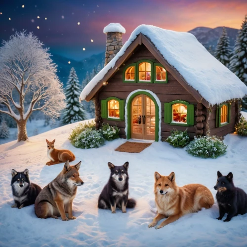 christmas animals,christmas snowy background,winter animals,christmas landscape,doghouses,christmas scene,houses clipart,christmasbackground,snow scene,christmas background,christmas cards,christmas wallpaper,winter background,christmas picture,winter house,christmas house,christmas carols,christmas photo,christmases,pomeranians,Photography,General,Cinematic