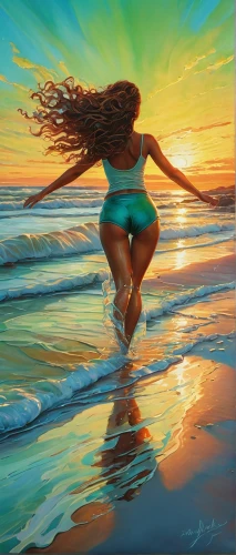 exhilaration,oil painting on canvas,oil painting,donsky,fluidity,surfer,sea water splash,dance with canvases,girl on the dune,dubbeldam,beach background,walk on the beach,art painting,liberto,fischl,world digital painting,exhilarated,sunrise beach,sun and sea,exhilaratingly,Illustration,Realistic Fantasy,Realistic Fantasy 04