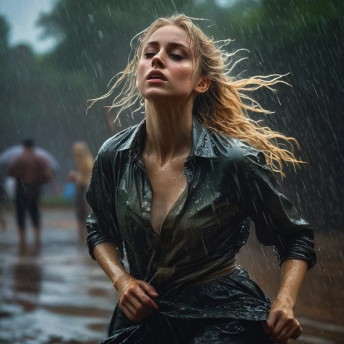 walking in the rain,in the rain,monsoon,jennifer lawrence - female,cailin,rainfall,marylou,wet,female runner,the blonde in the river,woman walking,chastain,heavy rain,rainswept,labovitz,waterproofs,drenched,sprint woman,downpour,wet girl,Photography,General,Fantasy