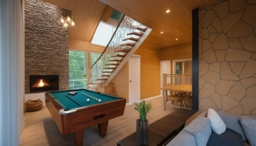 poolroom,pool house,fire place,interior modern design,home interior,contemporary decor,chalet,loft,inverted cottage,dug-out pool,great room,fireplace,modern room,modern decor,luxury home interior,skylights,family room,game room,holiday villa,dunes house