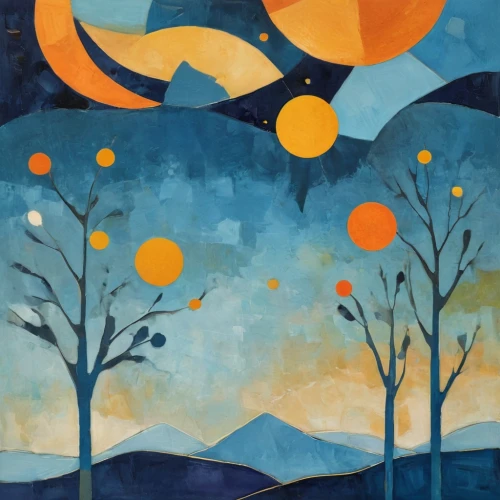 orange tree,hanging moon,moon and star background,crescent moon,lunar landscape,orangefield,autumn landscape,desert landscape,fall landscape,sun and moon,moon and foliage,blue moon,marciulionis,carol colman,spring equinox,tangerine tree,moon phases,moonrise,birch tree illustration,desert desert landscape,Illustration,Black and White,Black and White 32