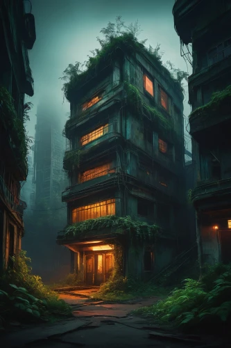 scampia,apartment block,abandoned place,lostplace,apartment building,apartment complex,apartment house,postapocalyptic,lost place,abandoned places,world digital painting,tenement,abandoned,apartment blocks,an apartment,ancient city,slum,lost places,kowloon city,kinkade,Illustration,Abstract Fantasy,Abstract Fantasy 17