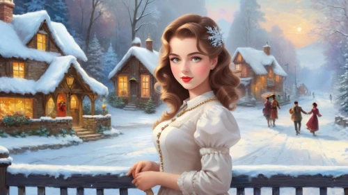 the snow queen,suit of the snow maiden,carolers,snow scene,christmas snowy background,winter background,caroling,pin up christmas girl,fantasy picture,christmas woman,christmas pin up girl,celtic woman,white rose snow queen,snow white,winterplace,dawnstar,christmas scene,belle,retro christmas girl,sleigh ride
