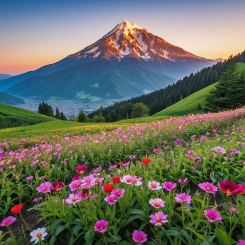 mountain flowers,mountain flower,the valley of flowers,splendor of flowers,flower field,field of flowers,mountain landscape,alpine flowers,mountain meadow,blanket of flowers,beautiful landscape,mount hood,alpine meadow,flower meadow,mountain scene,mount rainier,meadow landscape,mountainous landscape,alpine landscape,mountain sunrise,Photography,General,Realistic