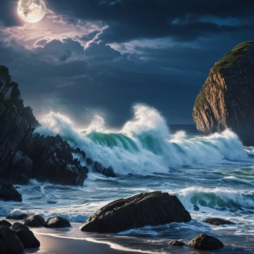 moonlit night,sea night,seascape,moonlit,moonlighted,moondance,dark beach,ocean waves,rocky coast,moonlight,sea landscape,coastal landscape,ocean background,lune,seascapes,moonscapes,rocky beach,dreamscapes,moonstruck,moonscape,Photography,General,Realistic