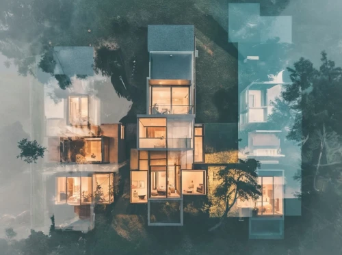 double exposure,house in the forest,besiege,forest house,titirangi,seidler,cubic house,suburban,sky apartment,cube house,modern architecture,fresnaye,dreamhouse,residential,mid century house,hodas,multiple exposure,suburbia,apartments,kundig,Photography,Artistic Photography,Artistic Photography 07