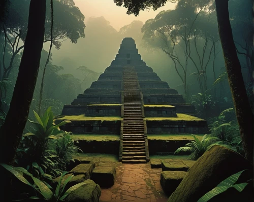 stairway to heaven,step pyramid,yavin,tikal,stairs to heaven,escalera,escaleras,chichen itza,the mystical path,pakal,gondwanaland,amazonica,palenque,stone stairway,xunantunich,stairway,mayan,amazonia,winding steps,eastern pyramid,Conceptual Art,Sci-Fi,Sci-Fi 16