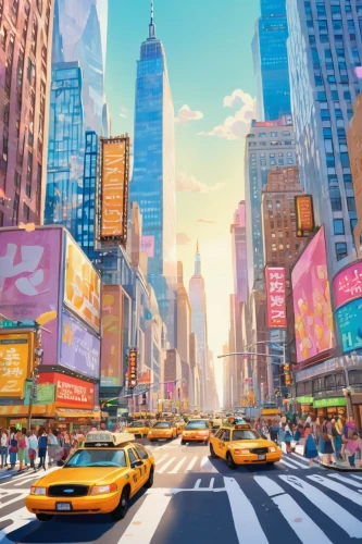 new york,time square,cartoon video game background,new york streets,colorful city,newyork,new york taxi,manhattan,world digital painting,megapolis,times square,city scape,megacities,cityscapes,city highway,motorcity,broadway,mobile video game vector background,big apple,background vector,Illustration,Japanese style,Japanese Style 02