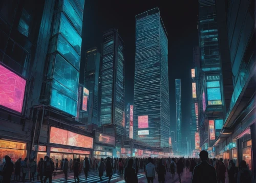cybercity,shinjuku,cybertown,cyberpunk,cityscape,tokyo city,colorful city,cyberscene,city at night,tokyo,cyberworld,metropolis,microdistrict,dystopian,cityzen,neuromancer,akiba,urbanworld,city lights,shibuya,Illustration,Japanese style,Japanese Style 15