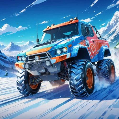 onrush,snowplow,snow plow,off-road vehicle,all-terrain vehicle,off road vehicle,off-road vehicles,snowplowing,snow trail,uaz,kamaz,overland,off road toy,four wheel drive,snowcat,off-road car,snow slope,overlander,4 wheel drive,snowplows,Illustration,Japanese style,Japanese Style 03