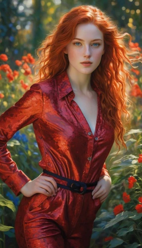melisandre,demelza,titania,redheads,lady in red,asuka langley soryu,seelie,red,irisa,fiery,huiraatira,shades of red,red head,maedhros,romanoff,girl in the garden,redd,katniss,scarlet witch,sansa,Art,Classical Oil Painting,Classical Oil Painting 18