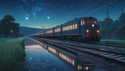 galaxy express,spaceliner,starry sky,light trail,train of thought,electric train,long-distance train,night scene,train,starbright,clear night,night stars,last train,railroad,railways,nightsky,starlight,train ride,starry night,the night sky,Photography,General,Fantasy