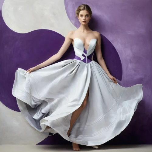 a floor-length dress,ball gown,siriano,tahiliani,eveningwear,demarchelier,stoessel,sylphide,ballgown,vionnet,la violetta,evening dress,sylphides,violaceous,violette,girl in a long dress,knightley,halston,white with purple,butterick,Illustration,Black and White,Black and White 32