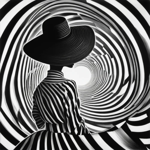 concentric,parapsychology,parapsychological,spiralling,the hat of the woman,rankin,parapsychologists,hypnotism,parapsychologist,hypnotists,self hypnosis,vesica,spiraled,imaginacion,black hat,labyrinths,the hat-female,labyrinthine,slinky,spiral background,Photography,Black and white photography,Black and White Photography 09
