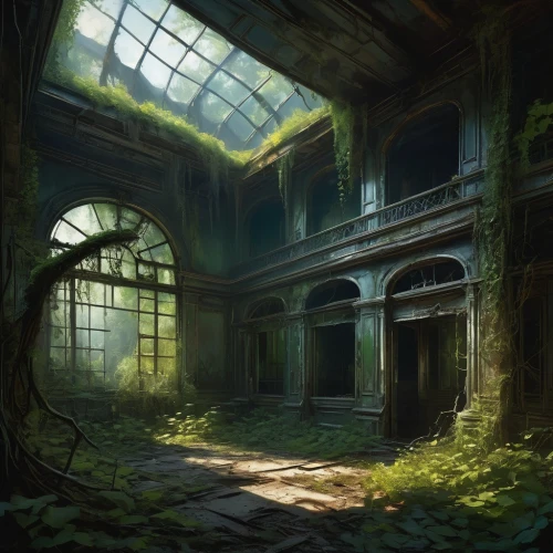 abandoned place,lost place,abandoned places,dandelion hall,lostplace,abandoned,lost places,overgrowth,abandoned room,ruins,derelict,dereliction,disused,sanatorium,crypts,ruin,hall of the fallen,ancient ruins,greenhouse,decay,Conceptual Art,Sci-Fi,Sci-Fi 02