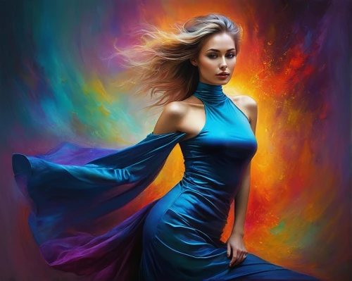 girl in a long dress,bodypainting,world digital painting,flamenca,digital painting,fantasy portrait,poise,colorful background,fashion vector,neon body painting,blue painting,fantasy art,yulia,splendor,art painting,aliona,colorful light,vibrant color,labovitz,body painting,Conceptual Art,Daily,Daily 32