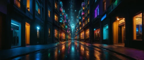 alley,alleyway,alleycat,soho,alleyways,colored lights,passage,colorful city,kaleidoscape,bladerunner,shanghai,cyberpunk,lightwaves,vapor,wallpaper 4k,guangzhou,urban,light trail,cloudstreet,sidestreet