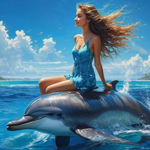 girl with a dolphin,dolphin rider,dolphin background,delphinus,dolphins,dolphin show,dolphin swimming,trainer with dolphin,oceanic dolphins,dolphins in water,dolphin,mooring dolphin,delfin,fantasy picture,road dolphin,speedboat,photoshop manipulation,bottlenose dolphins,bottlenose dolphin,two dolphins,Conceptual Art,Fantasy,Fantasy 12