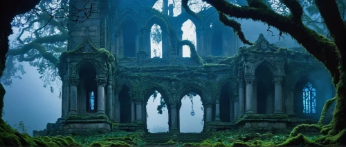 sunken church,haunted cathedral,ghost castle,forest chapel,old graveyard,ruins,hall of the fallen,elven forest,ghost forest,holy forest,moss landscape,haunted forest,necropolis,ruin,abandoned place,graveyard,mausoleum ruins,lair,ancient ruins,the ruins of the,Illustration,Children,Children 02