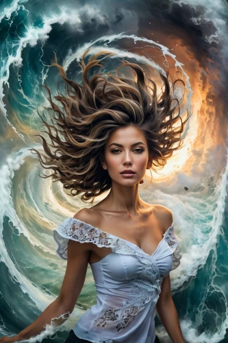 the sea maid,amphitrite,the wind from the sea,whirlwinds,sea storm,charybdis,sirene,mermaid background,tidal wave,god of the sea,sirena,ocean waves,fathom,atlantica,whirlpool,riverdance,ondine,storm surge,angstrom,fantasy picture,Illustration,Paper based,Paper Based 04