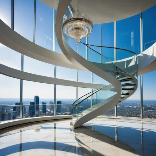 the observation deck,spiral staircase,observation deck,circular staircase,spiral stairs,penthouses,winding staircase,futuristic architecture,skywalks,stratosphere,skydeck,observation tower,skywalk,blavatnik,skylon,staircase,skybridge,helix,outside staircase,revolving,Art,Artistic Painting,Artistic Painting 47