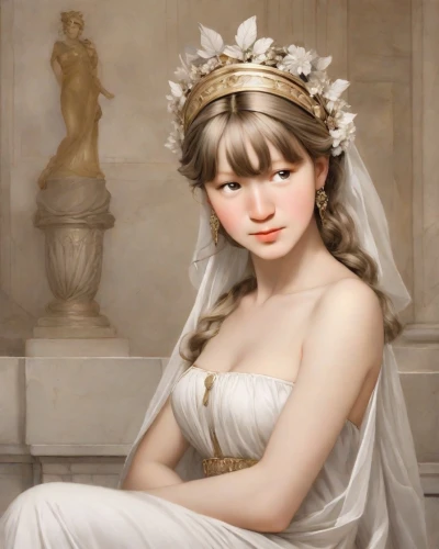 houdon,sophitia,perugini,antinous,messalina,nicaise,toga,galatea,melpomene,hypatia,ariadne,khnopff,agrippina,blonde in wedding dress,ceromitia,bacchante,emile vernon,nero claudius,bridal,principessa,Digital Art,Classicism