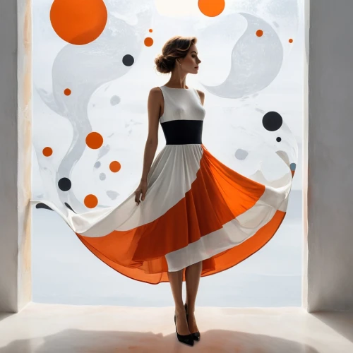 marimekko,orange dots,blumenfeld,calder,courreges,orange blossom,vionnet,dior,mannequin silhouettes,girl in a long dress,tahiliani,fashion vector,marni,mouret,a floor-length dress,fashiontv,dvf,couturier,a girl in a dress,abstract air backdrop,Illustration,Black and White,Black and White 32