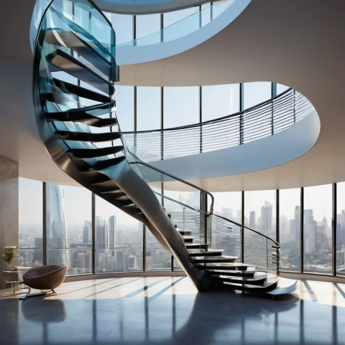 spiral staircase,futuristic architecture,circular staircase,winding staircase,spiral stairs,staircase,futuristic art museum,steel stairs,outside staircase,staircases,penthouses,escaleras,skywalks,modern architecture,stairways,stairway,arcology,oscorp,winding steps,helix,Illustration,Japanese style,Japanese Style 07