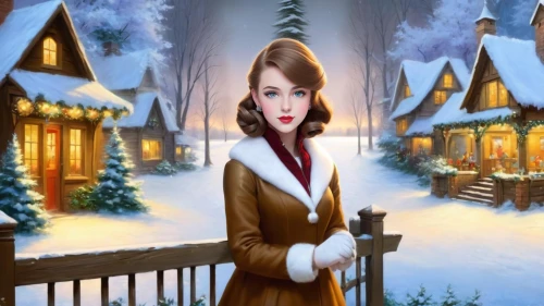 winter background,christmas snowy background,snow scene,winterplace,dawnstar,the snow queen,christmas woman,suit of the snow maiden,winterland,caroling,christmasbackground,christmas background,red coat,syberia,carolers,pin up christmas girl,christmas trailer,christmas landscape,christmas pin up girl,beren