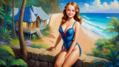 beach background,photo painting,art painting,donsky,landscape background,mermaid background,oil painting,pin-up girl,oil painting on canvas,lachapelle,beach landscape,photorealist,hawaiiana,pintor,creative background,candy island girl,fantasy art,woman with ice-cream,beautiful beach,pintura