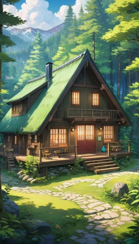 house in the forest,summer cottage,the cabin in the mountains,small cabin,forest house,house in the mountains,cottage,log cabin,house in mountains,wooden house,ryokan,little house,cabin,lodge,butka,small house,log home,kazoku,wooden hut,lonely house,Illustration,Japanese style,Japanese Style 03