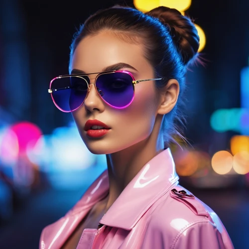 pink glasses,neon makeup,neon candies,aviators,retro girl,sunglasses,retro woman,neon colors,color glasses,neon,knockaround,retro women,bright pink,pink round frames,neon light,50's style,eyewear,shades,neon lights,colorful background,Photography,Artistic Photography,Artistic Photography 03