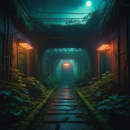 passage,alleyway,alley,corridors,tunnel,hollow way,pathway,walkway,alleyways,environments,tunnels,underpass,underground,descent,depths,sewer,beneath,lost place,the path,3d render,Art,Classical Oil Painting,Classical Oil Painting 14