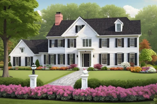 new england style house,houses clipart,victorian house,country house,country cottage,home landscape,old colonial house,hovnanian,beautiful home,country estate,townhomes,old victorian,white picket fence,residential house,cottage garden,house drawing,landscaped,garden elevation,exterior decoration,farm house,Illustration,Vector,Vector 17