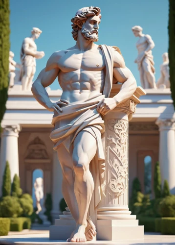 statue of hercules,polykleitos,antinous,greek sculpture,laocoon,poseidon,dionysos,neptune,eurypylus,ugolino,discobolus,sculpted,canova,herakles,apollo,pygmalion,neptuno,sculpt,caracalla,abacetus,Unique,3D,Low Poly