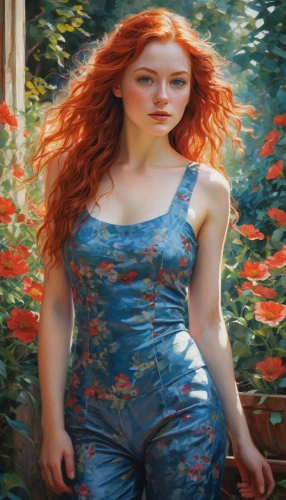 redheads,seelie,girl in the garden,epica,irisa,demelza,celtic woman,titania,romanoff,redhead doll,huiraatira,bodypainting,siryn,fantasy woman,red head,bodypaint,wynonna,triss,fantasy picture,redhair,Art,Classical Oil Painting,Classical Oil Painting 18