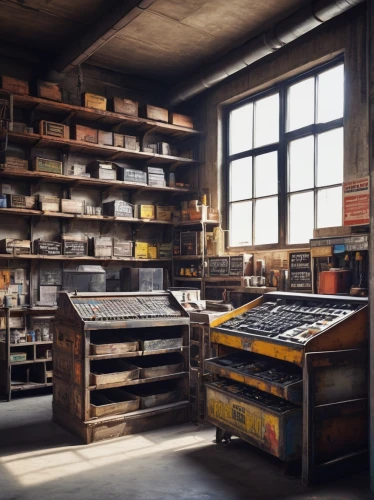 workbench,manufactory,workbenches,bookbinders,metalworks,abandoned factory,vandercook,toolbox,toolmaker,printshop,toolboxes,toolworks,printing house,manufactures,lathes,manufacturera,manufactories,industrie,empty factory,industrielle,Illustration,Paper based,Paper Based 20