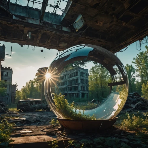 glass sphere,glass ball,crystal ball-photography,technosphere,glass orb,lensball,ecosphere,giant soap bubble,360 ° panorama,scampia,anamorphic,under the moscow city,crystal ball,globes,primosphere,futuristic landscape,lens flare,abandoned places,360 °,little planet,Photography,General,Fantasy
