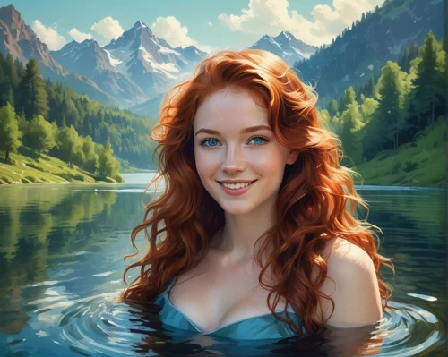 water nymph,girl on the river,fantasy portrait,fantasy picture,reynir,the blonde in the river,fantasy art,underwater background,world digital painting,redheads,girl on the boat,ariel,meg,nereid,rusalka,sirena,celtic woman,naiad,donsky,epica,Conceptual Art,Fantasy,Fantasy 12