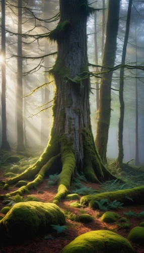 moss landscape,forest tree,tree moss,forest moss,germany forest,bavarian forest,fir forest,fairy forest,mirkwood,magic tree,fairytale forest,fangorn,elven forest,forest floor,isolated tree,the roots of trees,beech forest,arboreal,celtic tree,foggy forest,Conceptual Art,Daily,Daily 32