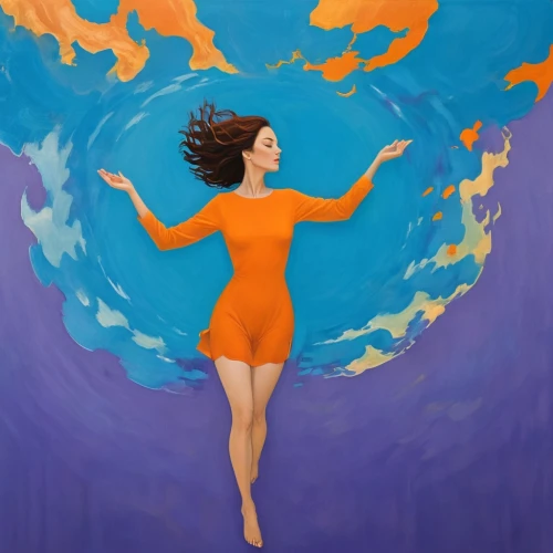 flying girl,volare,promethea,floating in the air,orange,weightlessness,flamenco,world digital painting,fluidity,weightless,momix,leap for joy,mediterranee,volar,zero gravity,volador,naiad,aquarius,girl with a dolphin,nereid,Illustration,Black and White,Black and White 32