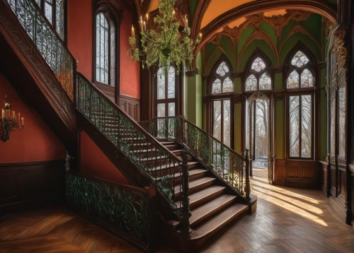 driehaus,hallway,victorian room,ornate room,victorian,staircase,foyer,entryway,outside staircase,ornate,old victorian,entrance hall,entranceway,biedermeier,staircases,upstairs,chateauesque,stairwell,banisters,stairway,Photography,Documentary Photography,Documentary Photography 28