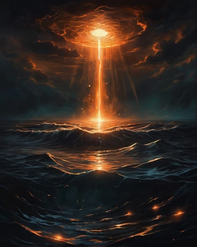 pillar of fire,lake of fire,samuil,fire background,oriflamme,sunburst background,the pillar of light,end of the world,rapture,burning torch,eruption,ring of fire,krakatoa,nibiru,burning earth,molten,god of the sea,theophany,the eternal flame,fire and water,Conceptual Art,Fantasy,Fantasy 34