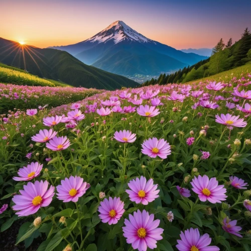 mountain flowers,mountain flower,the valley of flowers,splendor of flowers,alpine flowers,flower field,field of flowers,pink daisies,japanese anemone,alpine meadow,blanket of flowers,alpine flower,sea of flowers,mountain meadow,cosmos flower,blooming field,fuji mountain,flower meadow,japanese alps,flower background,Photography,General,Realistic