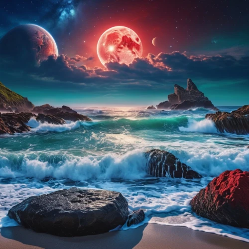 moon and star background,moonscapes,fantasy picture,ocean background,lunar landscape,moonscape,moon photography,moonlit night,moonrise,seascape,alien planet,fantasy landscape,rocky beach,full hd wallpaper,sea night,ocean paradise,dreamscapes,dark beach,dreamscape,sea landscape,Photography,General,Realistic