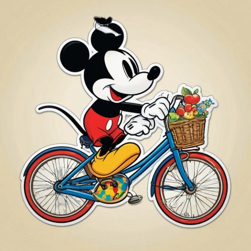 topolino,micky mouse,mickey mause,mouseketeer,mickey,tricycles,ciclismo,bicycle,bike,micky,bike basket,disneymania,mouseketeers,bicicleta,mickeys,ciclista,bicycling,bike pop art,bike rider,racing bike,Unique,Design,Sticker