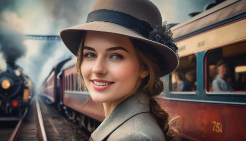 stationmaster,the girl at the station,steam train,trainmaster,trainman,railwayman,ivatt,lner,topham,railtours,steam railway,steam locomotives,lbscr,bowler hat,footplate,trenes,victoriana,hogwarts express,liesel,trainsets,Conceptual Art,Daily,Daily 32